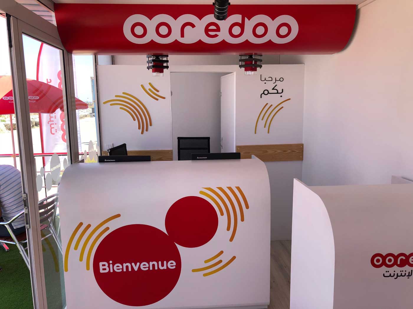Agence-wellcom-conteneur-aménagé-ooredoo-boutique-stand-ooredoo-wellcom-algerie
